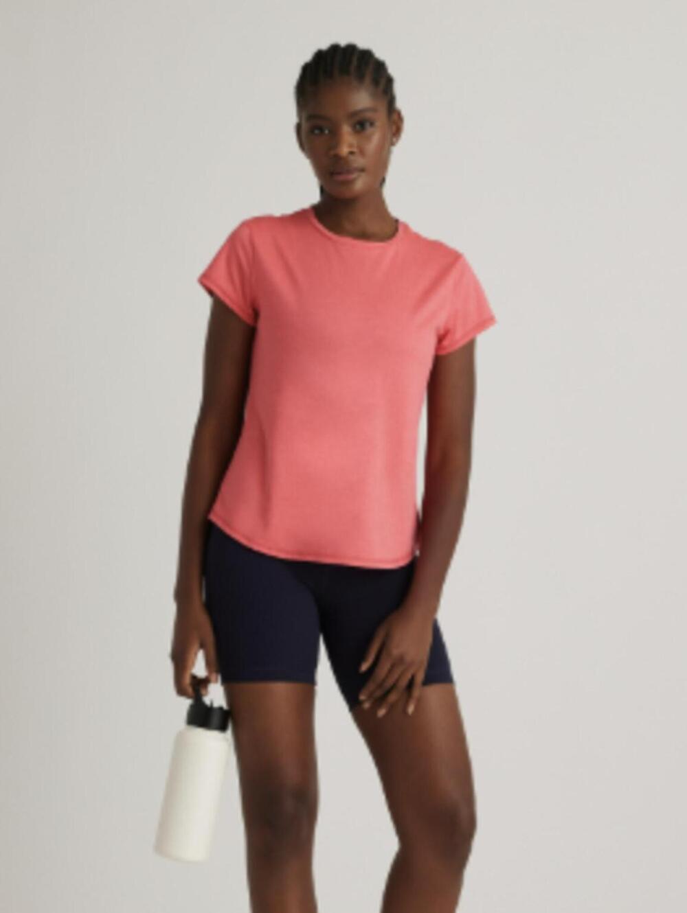 Quince Heathered Coral Flowknit Breeze Active Tee - Size - Large
